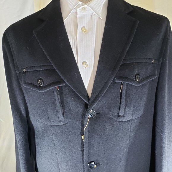 Mantoni NWT- 42R Black-Wool/Cashmere Car Coat 3/4 - Picture 14 of 16